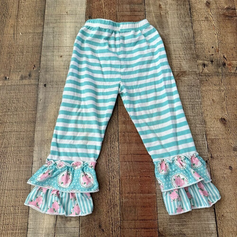 Isla Grace Toddler Girls' 2-3T Striped & Polka Dot Pajama Set With Ruffles - Picture 9 of 10